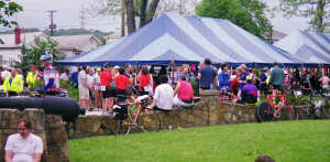 Reception tents at end of day